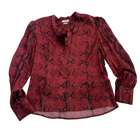 Jason Wu Red Silk Snakeskin Print Long Sleeve Women's Blouse‎ - Picture 1 of 4